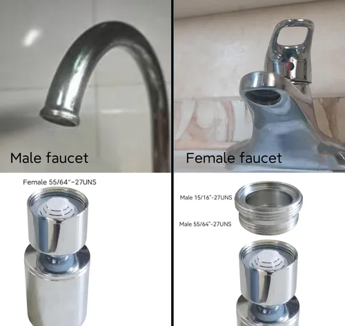 Vista 3 de Accesorio del grifo del fregadero de la cocina, aireador de la boquilla del grifo del baño, extensor del grifo, rociador de flujo dual giratorio