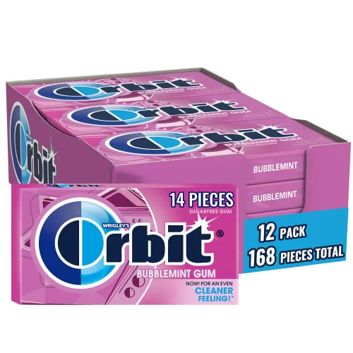 Vista 10 de ORBIT Bubblemint - Caja a granel de goma de mascar de menta envuelta individualmente, sin azúcar, 168 unidades (paquete de 2)