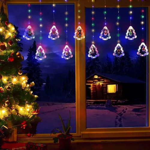 Vista 2 de Luces de Navidad – 120 LED, 9.84 pies de largo, burbujas intermitentes y luces redondas, interiores y exteriores (blanco cálido)