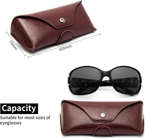 Vista 3 de Face Shadow PU Leather Glasses Case with Belt Loop, Semihard Portable Eyeglasses Case for Outwork
