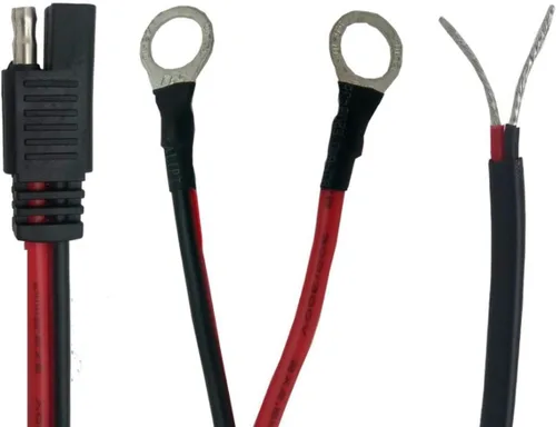 Vista 4 de Sunway Solar - Cable de extensión para cargador de batería de 16 pies con conectores SAE, terminal en anillo y adaptador de cable desnudo de tira