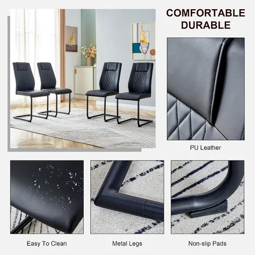 Vista 4 de gopop Juego de 4 sillas de comedor, modernas sillas de cocina y comedor con patas de metal galvanizado, sillas laterales tapizadas para comedor