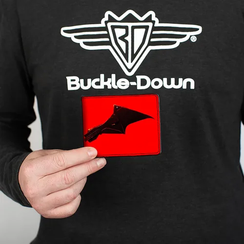 Vista 3 de Buckle-Down Cartera Bifold PU The Batman Película Murciélago Alas Desgastado Rojo Negro, Batman