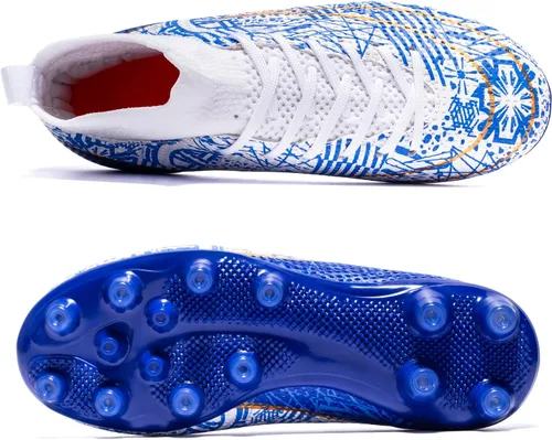 Vista 5 de Boys Girls Soccer Cleats Indoor Soccer Shoes High Top Training Youth Football Cleats Outdoor Soccer Shoes