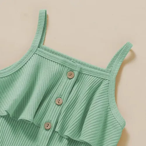 Vista 4 de Ropa para niña pequeña, ropa de verano sin mangas, mameluco de una pieza con cuello halter