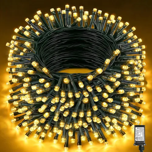 Vista 31 de Tira de luces LED de Navidad de 40 pies para exteriores, luces rojas y blancas de Navidad impermeables, 8 modos y temporizador, luces de árbol
