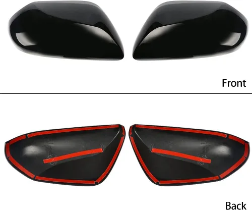 Vista 3 de Tapas negras para espejo de puerta lateral + cubiertas de manija de puerta de repuesto para accesorios Toyota Camry 2018, 2019, 2020, 2021, 2022