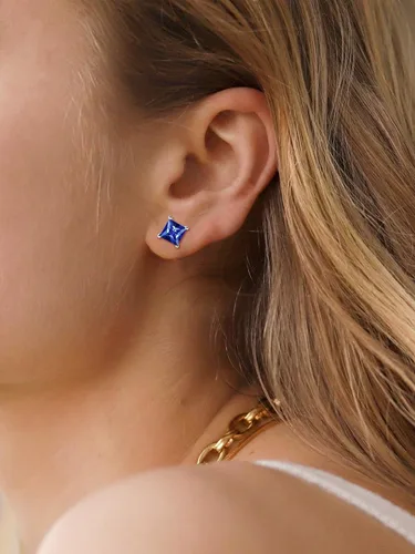 Vista 3 de ChicSilver Aretes de plata de ley 925 con forma de corazón brillante, redondaprincesa con piedra natal para mujer, joyería de cumpleaños