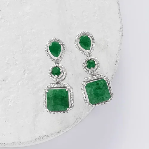 Vista 3 de Ross-Simons Pair of Gemstone Drop Earrings in Sterling Silver