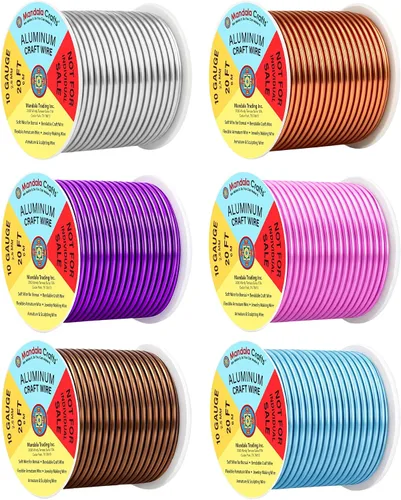 Vista 97 de Mandala Crafts - Alambre de aluminio anodizado de calibre 22 para hacer joyas - 137.2 m de alambre flexible surtido y coloreado - Doble para bonsái