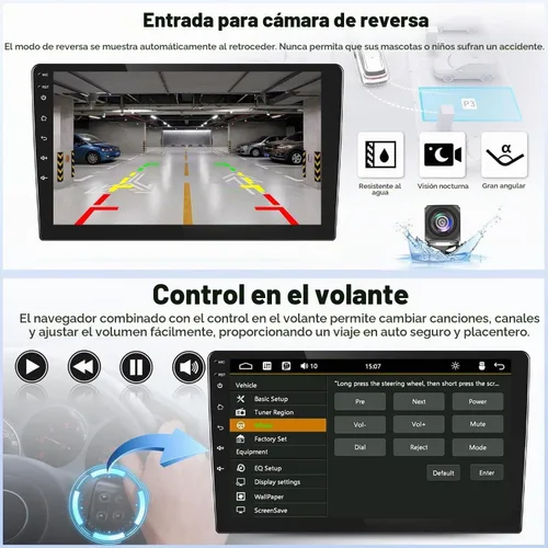 Vista 6 de Kunfine Universal 8-Core 4G+128G 10 pulgadas Android doble DIN coche estéreo inalámbrico CarPlay/Android Auto IPS 10 "pantalla táctil Tablet Auto