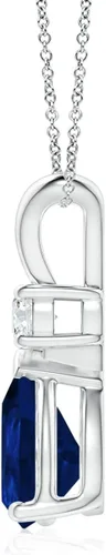 Vista 157 de Angara Colgante de lágrima de zafiro azul natural con diamante en plata/oro macizo de 14 quilates/platino Cumpleaños, compromiso, aniversario