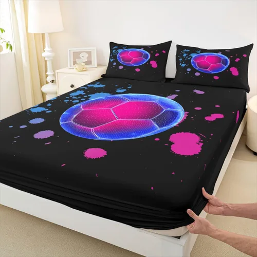 Vista 34 de Erosebridal Graffiti Rugby Ball Sheets for Boys Girls Colorful Rugby Helmet Fitted Sheet,Sports Kids Bedding Sets Football Game Bed Sets Twin 2 Piece