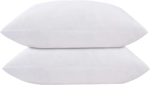 Vista 2 de L' COZEE Almohadas de plumas y plumón de ganso blanco, almohadas decorativas de relleno con funda de algodón 100% para personas que duermen firmes