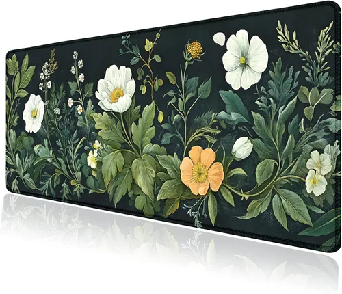 Vista 9 de Alfombrilla grande para mouse, tapete de escritorio para teclado de computadora, base de goma antideslizante, impermeable con bordes cosidos