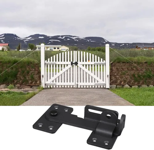 Vista 4 de Pestillo de puerta abatible, cerradura de pestillo resistente para valla de madera, cerradura de cerrojo de puerta de seguridad con orificio