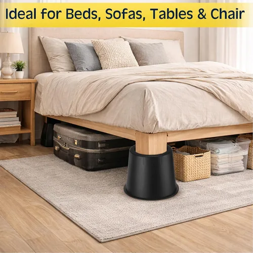 Vista 5 de Paquete de 15 elevadores de cama resistentes de 4 pulgadas, elevadores redondos de muebles para camas, sofás, mesas, sillas, capacidad total