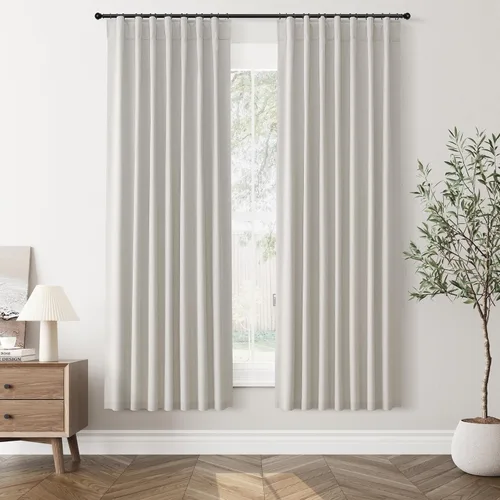 Vista 24 de Jowels Cortinas opacas de lino natural de 96 pulgadas de largo, 2 paneles
