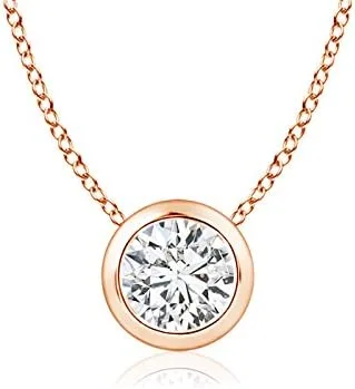 Vista 7 de Angara Collar con colgante solitario de diamante natural para mujeres, niñas en oro macizo de 14 quilates, platino piedra natal de abril Regalo