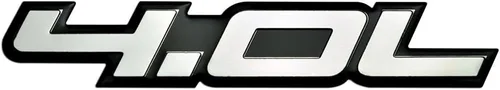Vista 3 de Placa de identificación con emblema de aluminio real altamente pulido de 4.0 litros en relieve de plata sobre negro, compatible con Chrysler Dodge