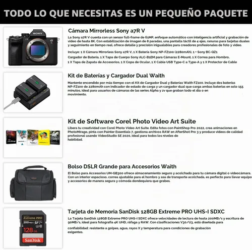 Vista 2 de Sony Cámara digital sin espejo a7R V, negro, marco completo de 61 MP, kit