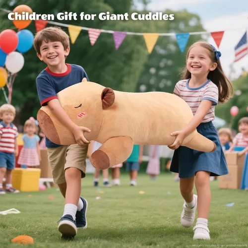 Vista 9 de SuzziPals Peluche de Capibara Gigante de 43 pulgadas, Animal de Peluche Gigante Realista para Alivio del Estrés y Compañía, Almohada de Grandes