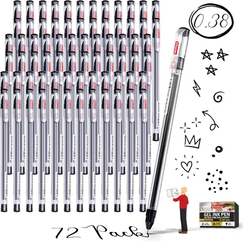 Vista 9 de XFasten Bolígrafos de punta extra fina de 0.015 in, paquete de 24 bolígrafos de tinta de gel de estilo japonés negro, flujo de tinta suave, sin