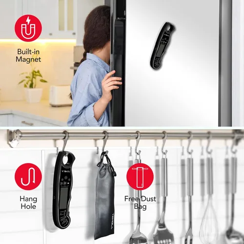 Vista 7 de TEMOLA Termómetro de carne, termómetro de alimentos de lectura instantánea para cocinar, termómetro digital de alimentos con retroiluminación LCD