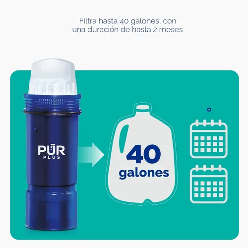 Vista 4 de PUR Plus Filtro de repuesto para jarra y dispensador de agua que reduce el plomo, 1 unidad, Certificado NSF y WQA – Compatible con todas las jarras