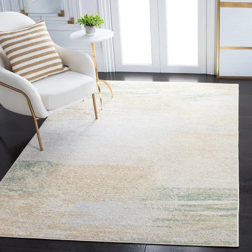 Vista 35 de SAFAVIEH Colección Adirondack Alfombra de Pasillo - 2'1" x 6', Marfil y Salvia, Diseño Abstracto Moderno, No Desprende Pelusa y Fácil Cuidado, Ideal