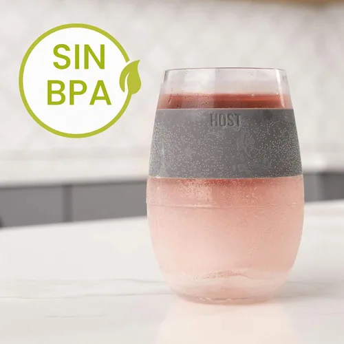 Vista 7 de Host Juego de 2 vasos de plástico para congelar bebidas congelables con gel de congelación, con aislamiento de doble pared, de plástico, 8.5 onzas