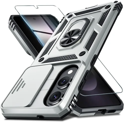 Vista 40 de Janmitta Compatible con Samsung Galaxy S24 FE Funda con Cubierta Deslizante Integrada para Lente de Cámara+Protector de Pantalla+Soporte de Anillo