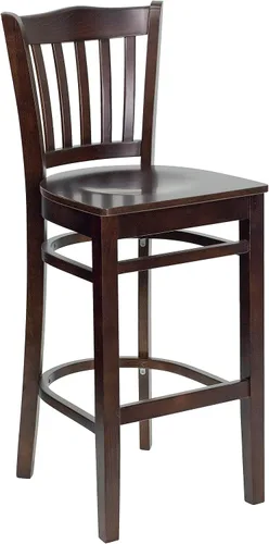 Vista 14 de Flash Furniture HERCULES Series - Taburete vertical para restaurante de madera de nogal, asiento de vinilo negro Asiento de vinilo negro/marco
