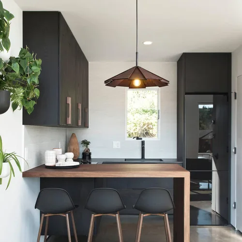 Vista 5 de Lámpara colgante de madera de granja, lámpara colgante de techo, moderna lámpara de techo ajustable para isla de cocina, comedor, sala de estar