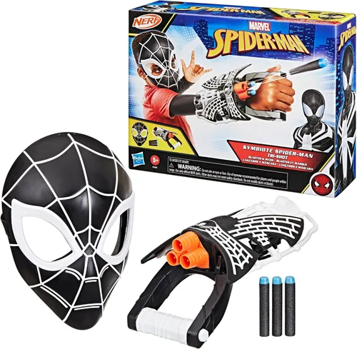 Vista 10 de SPIDER-MAN Marvel Symbiote Tri-Shot Blaster y Máscara, Guantelete y Máscara de Juego de Rol para Complementos de Disfraz, Juguetes de Superhéroe