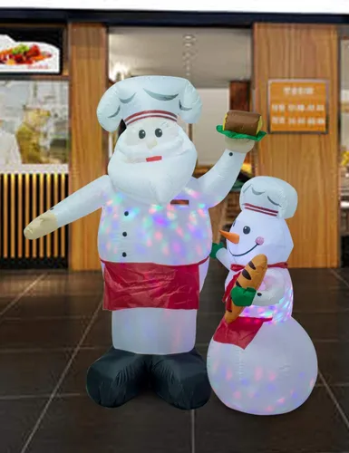 Vista 6 de AJY Combinación inflable gigante de chef y muñeco de nieve de 6 pies
