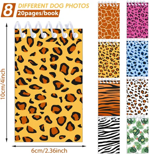 Vista 2 de Dianelhall 24 cuadernos pequeños de animales salvajes, cuadernos pequeños de bolsillo en espiral, animales de la selva, leopardo, guepardo