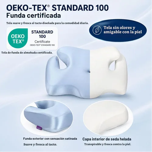 Vista 13 de Almohada cervical cervical para dormir, almohada de contorno de espuma viscoelástica de firmeza media con orificios para los brazos, 2 alturas
