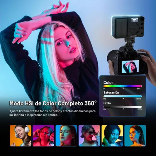 Vista 3 de NEEWER BASICS BS40C Full RGB Luz de Video Magnética para Cámara, Modo Boost de 45W, Panel LED Pequeño de Iluminación 4800lx/0.5m CRI95+ 2500-10000K