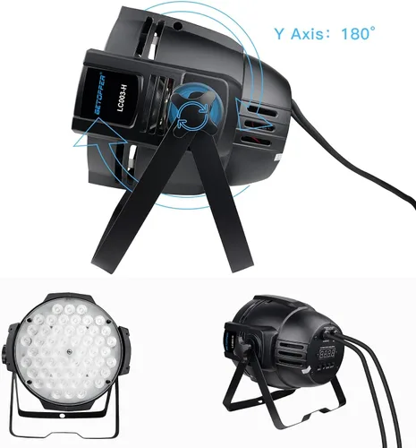 Vista 6 de BETOPPER Luces estroboscópicas de lavado de DJ para fiestas, 54 LED, súper brillante, DMX512, blanco/blanquecino, 5000 lúmenes, iluminación par