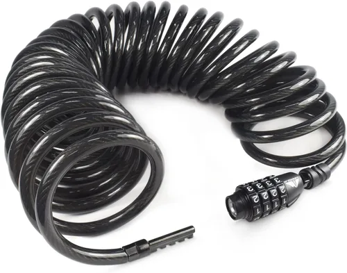 Vista 10 de MARQUE Cable de bloqueo de bicicleta de combinación de 3/8 pulgadas (5 pies, 10 pies, 15 pies, 25 pies) de bloqueo de combinación reiniciable, cable