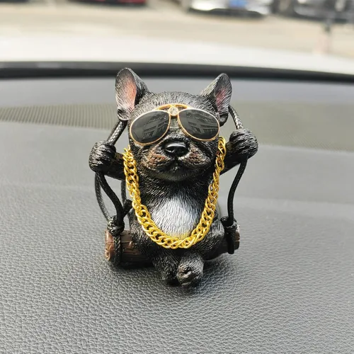 Vista 5 de Adorno colgante de coche con diseño de perro oscilante, lindo encanto de bulldog para decorar el auto para mujeres/hombres, pequeños regalos