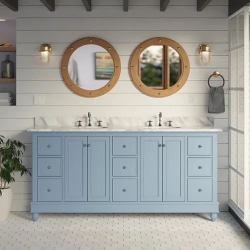 Vista 11 de Kitchen Bath Collection Bella tocador de baño doble de 72 pulgadas (chocolate/carrara): incluye gabinete de chocolate con encimera de mármol