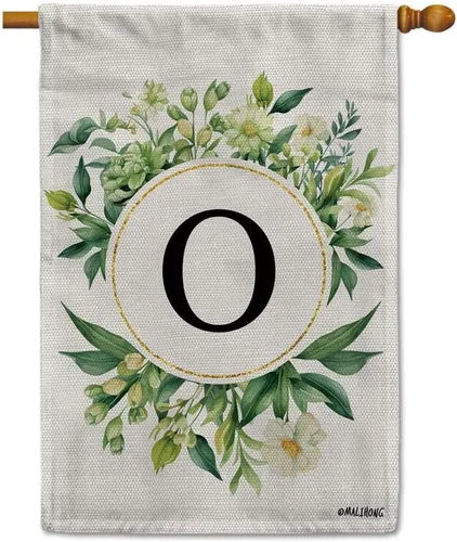 Vista 57 de Monogram Initial Letter P House Flag Flower Wreath Simple Style Letter Flag 28x40 Inch Vertical Double Sided for Outdoor Yard Decor