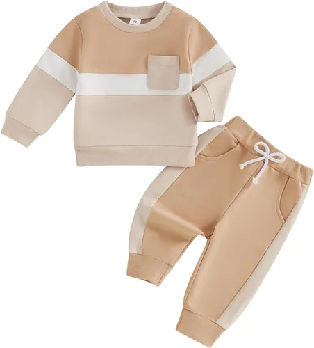 Vista 8 de Conjunto de sudadera de manga larga con cuello redondo y pantalones deportivos para bebés, ropa de invierno para bebé