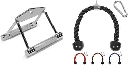 Vista 15 de Yes4All Cable Machine Attachment, Double D Handle & Tricep Rope Cable Attachment, Weight Machine Accessories Load 880 LB for Home Gym