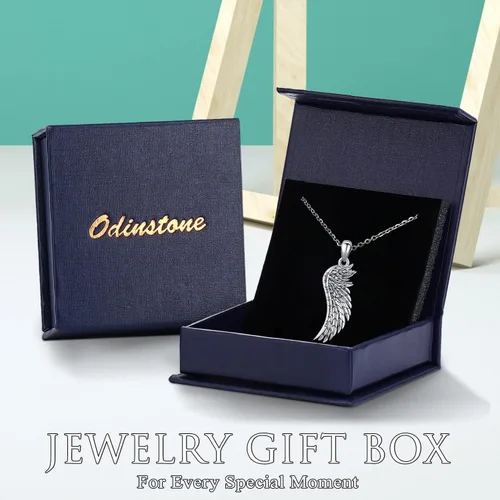 Vista 7 de Odinstone 925 Sterling Silver Amulet Necklace, Virgin MaryFirst Holy CommunionHoly SpiritEye of HorusGuardian Angel Wings Necklace Protection