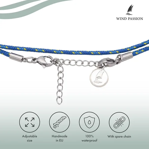 Vista 3 de Wind Passion - Tobillera de cuerda para mujeres y hombres - Pulsera de tobillo náutica roscada ajustable e impermeable - Tobillera trenzada hecha a