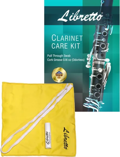 Vista 8 de Libretto Kit de limpieza de clarinete + kit de grasa de corcho, mantenimiento esencial Hisopo de microfibra con forma de lágrima azul y grasa