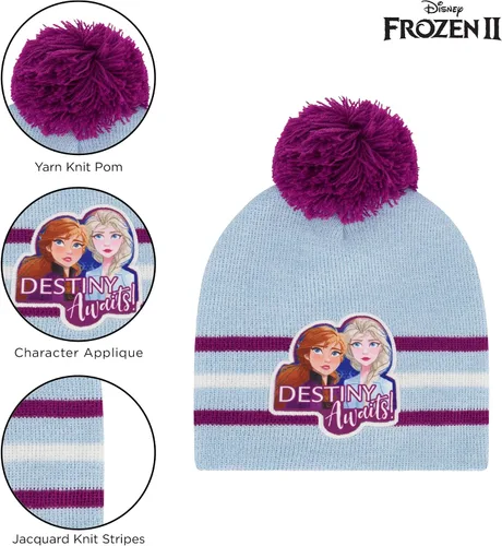 Vista 3 de Disney - Juego de gorro de invierno para niñas bufanda y guantes para niños pequeños 2-4 o Frozen Elsa Anna sombrero bufandas y guantes para niños